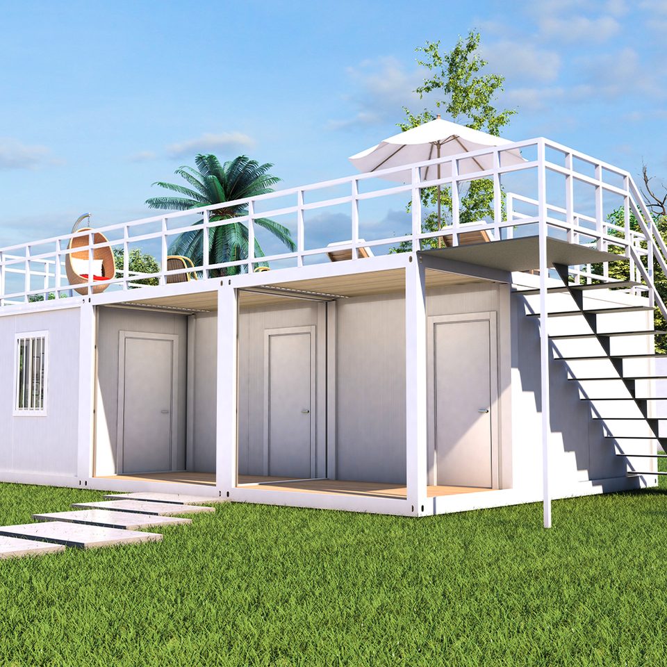 Prefabricated 20ft Flat Pack Container House Office With Two Floor