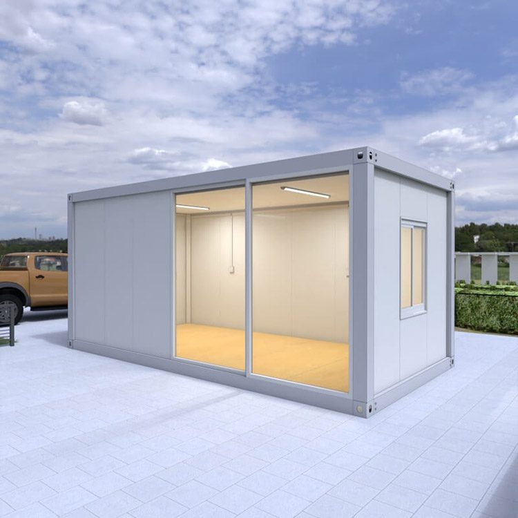 The 20 Feet flat container house can be used for a temporary office or a coffee shop, which is widely used.